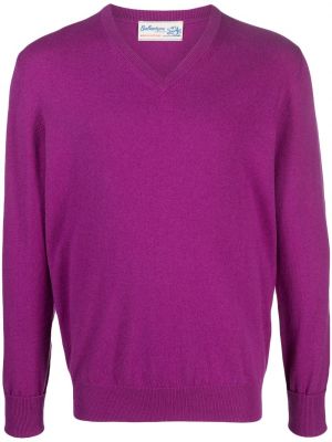 Kašmírový svetr s výstřihem do v Ballantyne fialový