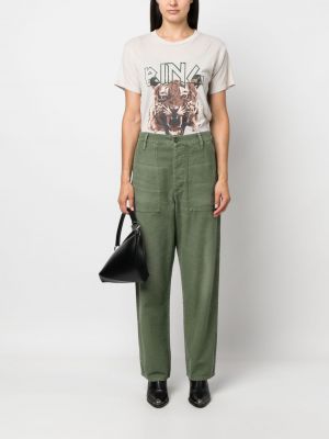 Pantalon droit brodé slim en coton Polo Ralph Lauren vert
