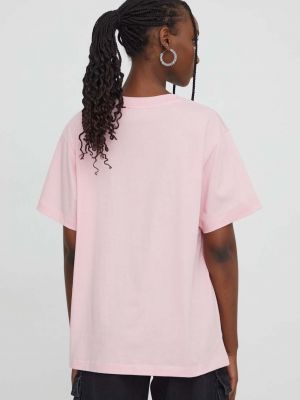 Bavlněné tričko Moschino Jeans růžové
