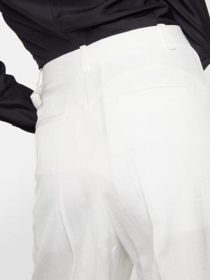 Plisované kalhoty s vysokým pasem relaxed fit Victoria Beckham bílé