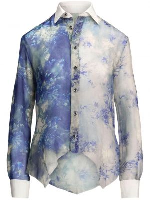 Raštuota gėlėta šilkinė marškiniai Ralph Lauren Collection