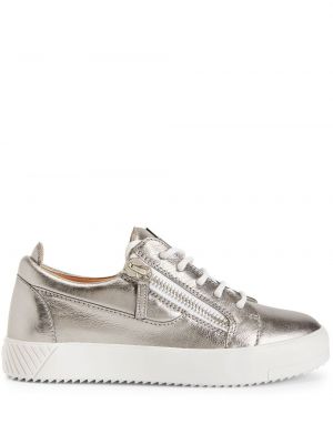 Δερμάτινα sneakers Giuseppe Zanotti ασημί