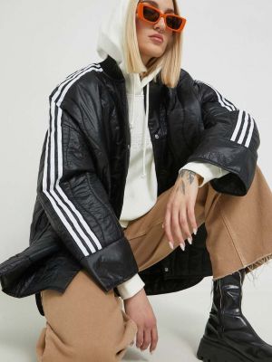 Adidas Originals rövid kabát női, fekete, átmeneti, oversize