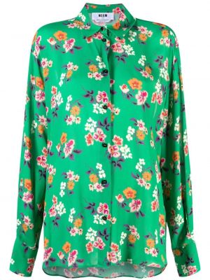 Kvetinová košeľa s potlačou Msgm zelená