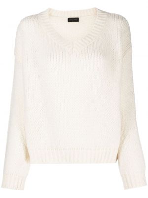 Volneni pulover z v-izrezom Roberto Collina bela