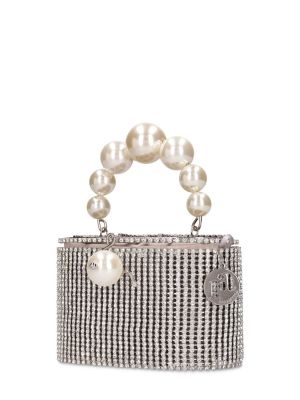 Bolso clutch con perlas de malla Rosantica plateado