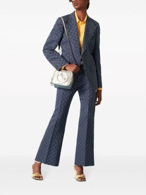 Pantalon large en jacquard Gucci bleu