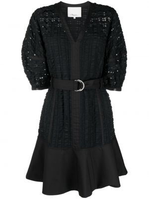 Kostkované viskózové šaty z nylonu 3.1 Phillip Lim - černá