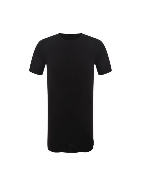Шелковая футболка удлиненная с круглым вырезом Rick Owens, черная