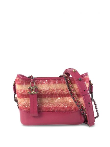 Taška přes rameno s flitry Chanel Pre-owned růžová