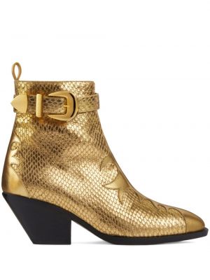 Kožené kotníkové boty s přezkou Giuseppe Zanotti zlaté