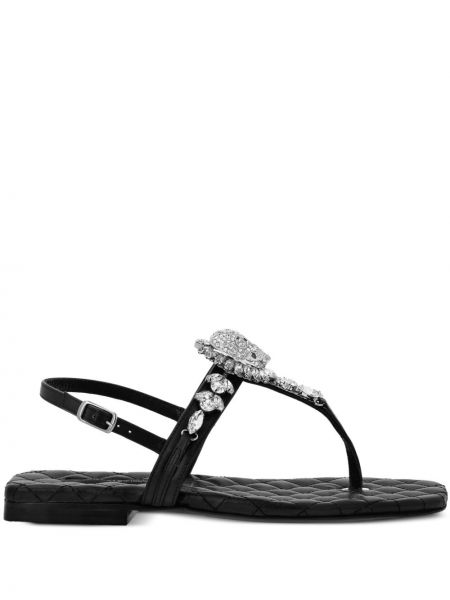 Kožne sandale s kristalima Philipp Plein crna