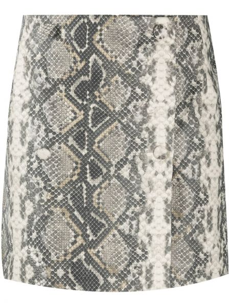 Falda de cuero con estampado de estampado de serpiente Rotate plateado