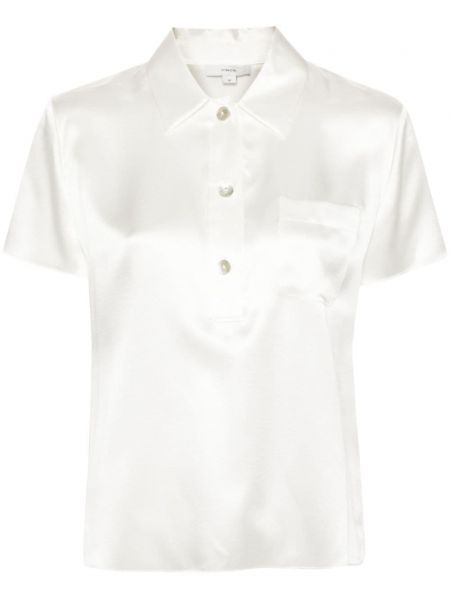 Šilkinis polo marškinėliai Vince balta