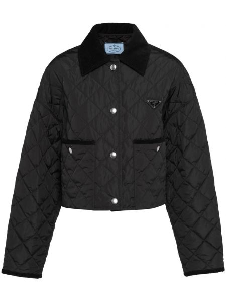 Pikowana nylonowa kurtka Prada czarna