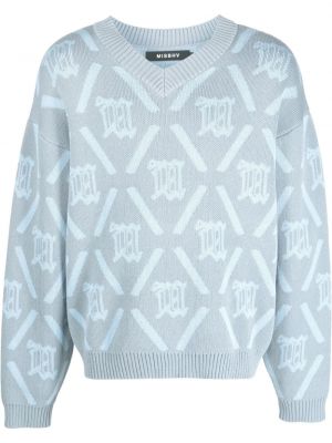 Пуловер с v-образно деколте Misbhv синьо