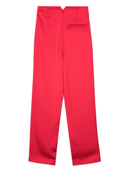Saténové rovné kalhoty Genny červené
