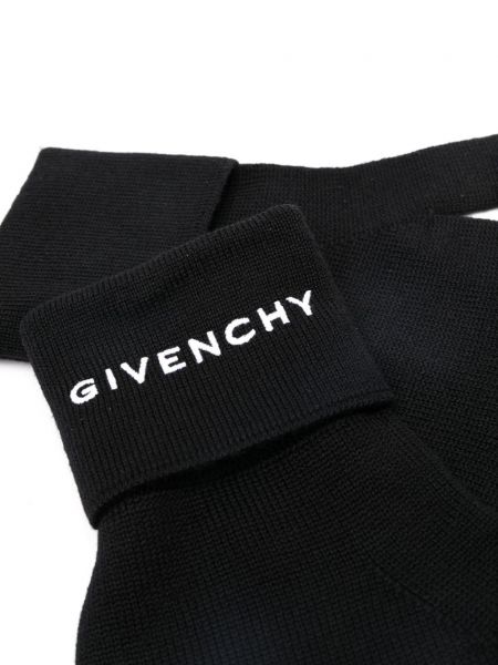 Pletené rukavice s výšivkou Givenchy černé