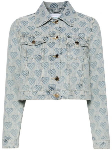 Žakárová džínsová bunda so srdiečkami Casablanca