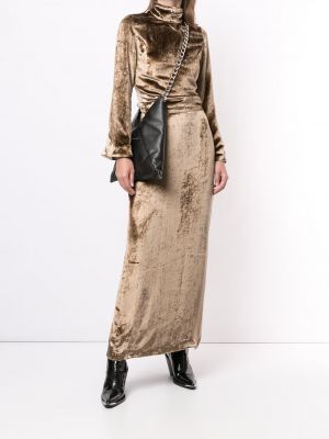Falda larga de terciopelo‏‏‎ Sulvam marrón