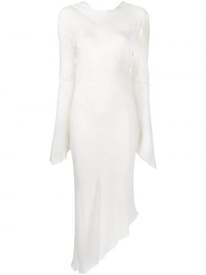 Асиметрична прозрачна коктейлна рокля с гол гръб Materiel бяло