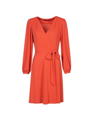 Dlouhé šaty s dlhými rukávmi Lauren Ralph Lauren oranžová