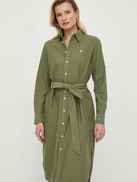 Bavlněné mini šaty Polo Ralph Lauren zelené