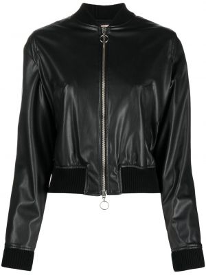 Giacca bomber di pelle Semicouture nero