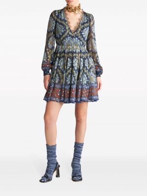 Spitzen geblümtes kleid mit print Etro blau