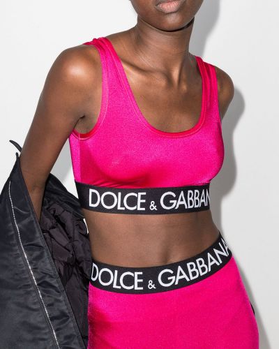 Pruhovaná podprsenka Dolce & Gabbana růžová