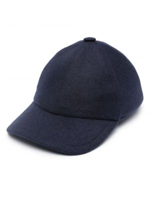 Kašmyro kepurė su snapeliu Fedeli mėlyna