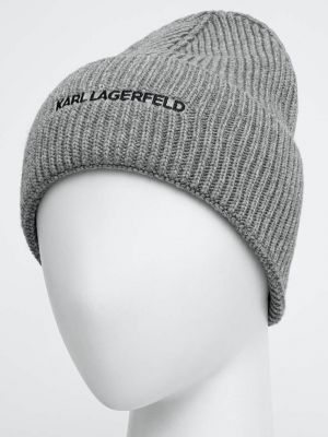 Dzianinowa czapka z kaszmiru Karl Lagerfeld szara