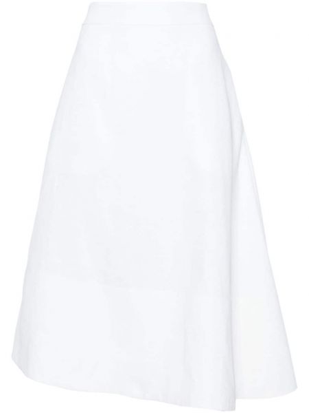 Asymetrické lněné midi sukně Jil Sander bílé