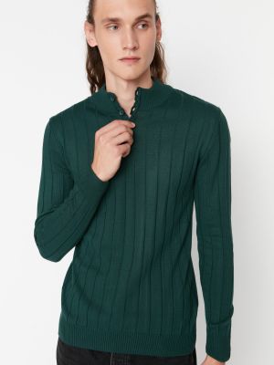 Sweter zapinane na guziki Trendyol - zielony
