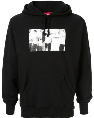 Baskılı hoodie Supreme siyah