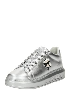 Sneakerși din piele Karl Lagerfeld argintiu