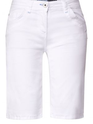 Bavlnené džínsy s vysokým pásom na zips Cecil - biela