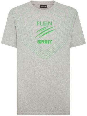 T-shirt en coton à imprimé Plein Sport gris