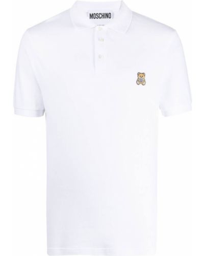 Поло тениска бродирана Moschino бяло