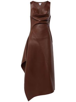 Robe mi-longue en cuir asymétrique Bottega Veneta