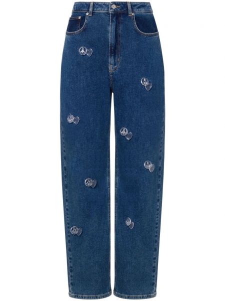 Tamprūs džinsai aukštu liemeniu Moschino Jeans mėlyna