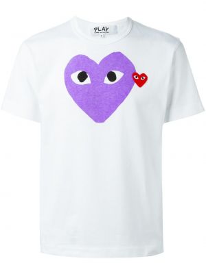 T-shirt med mönster med hjärtmönster Comme Des Garçons Play vit