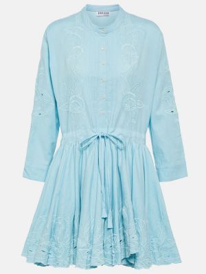 Mini vestido con bordado de algodón Juliet Dunn azul