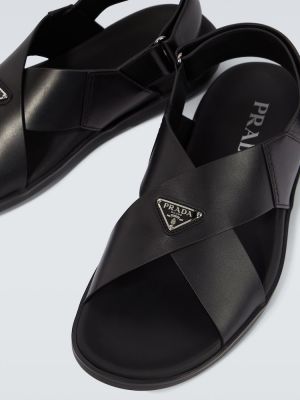 Dabīgās ādas sandales Prada melns