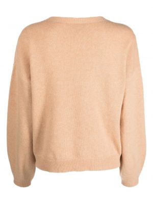Sweter wełniany z wełny merino z okrągłym dekoltem Nuur brązowy