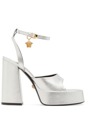 Kožené sandále Versace strieborná