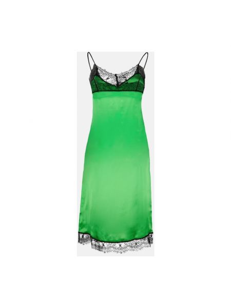 Satynowy sukienka na ramiączkach koronkowy Ami Paris zielony