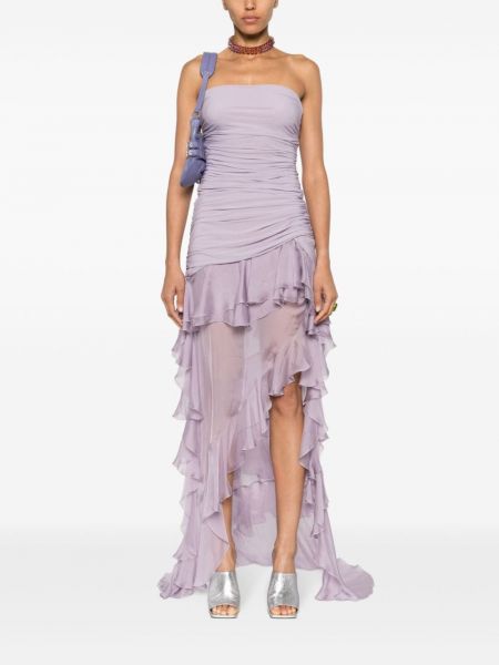 Sukienka koktajlowa asymetryczna Blumarine fioletowa