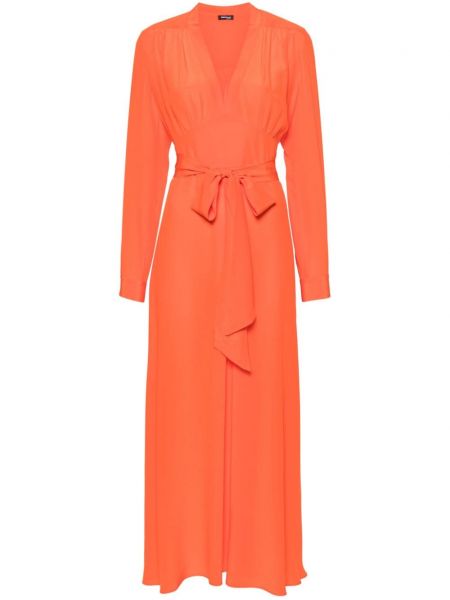 Плисирана копринена права рокля Kiton оранжево