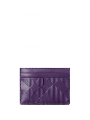 Usnjena denarnica s karirastim vzorcem Burberry vijolična